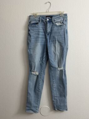 Judy Blue Star Pocket Boyfriend Jeans Womens 9/29 Blue Mid Rise Light Wash